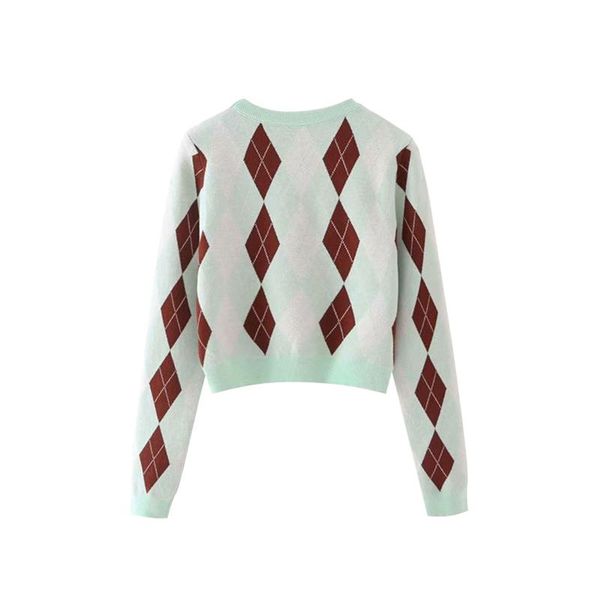 women's sweaters breathable girls long sleeve knitwear, autumn ladies contrast color diamond plaid round collar short sweater knitted, White;black
women's sweaters breathable girls long sleeve knitwear, autumn ladies contrast color diamond plaid round collar short sweater knitted, White;black