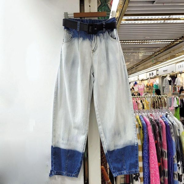 women's jeans seebeautiful gradient contrast color loose elastic waist pockets harem denim pants women autumn 2021 fashion g116, Blue
women's jeans seebeautiful gradient contrast color loose elastic waist pockets harem denim pants women autumn 2021 fashion g116, Blue