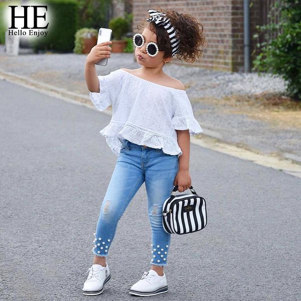 jumpsuits summer baby girl clothing print lace short sleeves + solid color jeans suit casual clothes kid d1lu, Blue
jumpsuits summer baby girl clothing print lace short sleeves + solid color jeans suit casual clothes kid d1lu, Blue