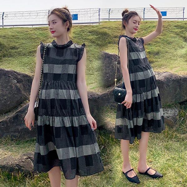 maternity dresses 360# dress summer sleeveless plaid chiffon easy matching loose stylish pregnant women mom, White
maternity dresses 360# dress summer sleeveless plaid chiffon easy matching loose stylish pregnant women mom, White