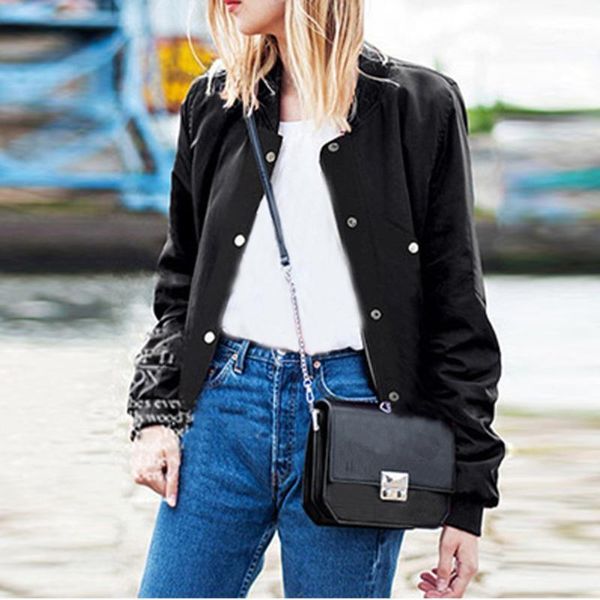 women's jackets women long sleeve short baseball jacket single breasted ladies spring autumn black small coat clothing outerwear street, Black;brown
women's jackets women long sleeve short baseball jacket single breasted ladies spring autumn black small coat clothing outerwear street, Black;brown
