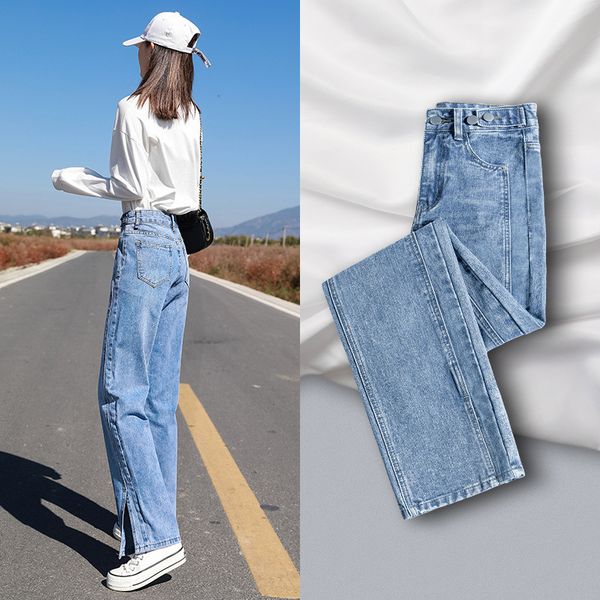 women's jeans split spring dress 2021 straight tube loose high waist thin belly wide leg pants fashion, Blue
women's jeans split spring dress 2021 straight tube loose high waist thin belly wide leg pants fashion, Blue