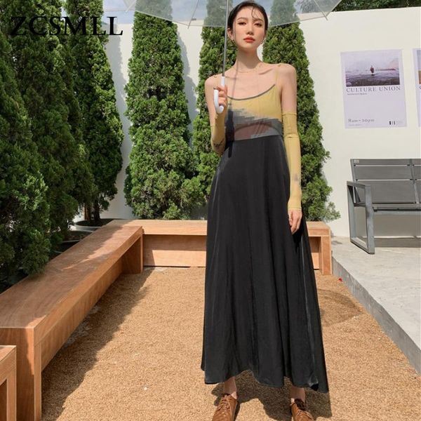 casual dresses zcsmll classic stitching yellow halter dress for women korean fashion slash collar vintage printing 2022 spring summer, Black;gray
casual dresses zcsmll classic stitching yellow halter dress for women korean fashion slash collar vintage printing 2022 spring summer, Black;gray