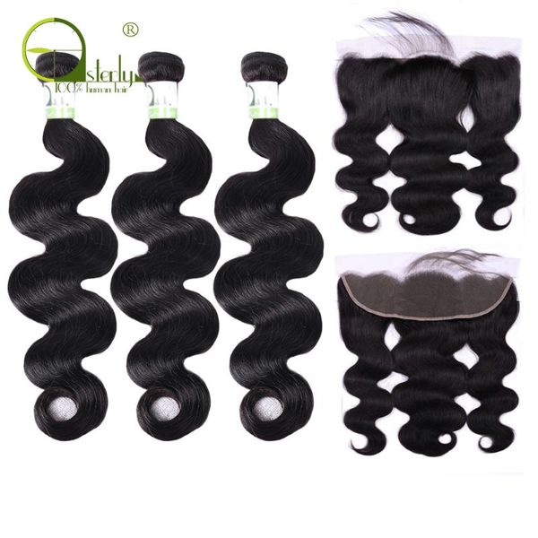 human hair bulks sterly brazilian body wave bundles with frontal ear to lace closure remy, Black 
human hair bulks sterly brazilian body wave bundles with frontal ear to lace closure remy, Black