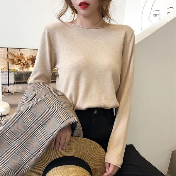 women's sweaters half high collar clothing for women long sleeve plus size knitted cotton sweater woman basic clothes, White;black
women's sweaters half high collar clothing for women long sleeve plus size knitted cotton sweater woman basic clothes, White;black