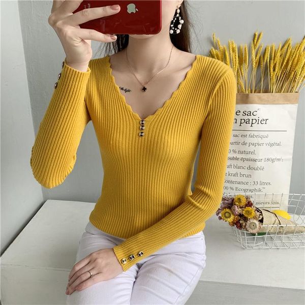 women's sweaters v-neck button sweater women slim knit autumn and winter bottoming pullover female solid long sleeve, White;black
women's sweaters v-neck button sweater women slim knit autumn and winter bottoming pullover female solid long sleeve, White;black