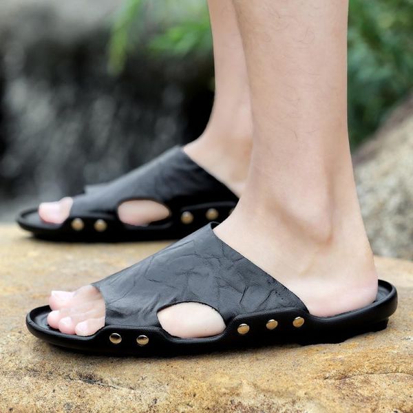 slippers 2021 summer men sandals genuine leather flat non-slip beach shoes sandalias hombre, Black
slippers 2021 summer men sandals genuine leather flat non-slip beach shoes sandalias hombre, Black