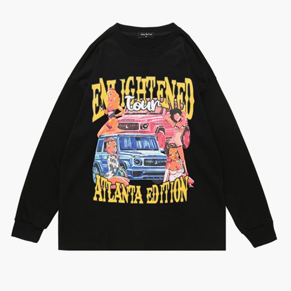 men's street fashion brand terry cartoon car direct spray printing round neck cotton long sleeve loose pullover sweater, Black
men's street fashion brand terry cartoon car direct spray printing round neck cotton long sleeve loose pullover sweater, Black