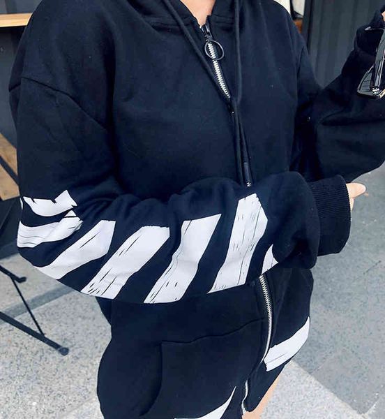 white line trendy basic off arrow hoodie ow high street zipper men's and women's sweater trendy, Black
white line trendy basic off arrow hoodie ow high street zipper men's and women's sweater trendy, Black