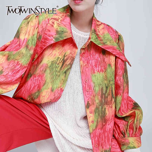 vintage hit color blouse for women lapel long sleeve casual print loose female fashion clothing 210423, White
vintage hit color blouse for women lapel long sleeve casual print loose female fashion clothing 210423, White