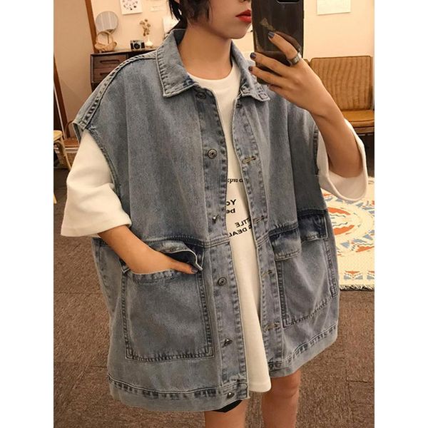 women's vests ins trendy denim vest for women unique double big pockets streetwear all-match loose boyfriend style sleeveless female wa, Black;white
women's vests ins trendy denim vest for women unique double big pockets streetwear all-match loose boyfriend style sleeveless female wa, Black;white