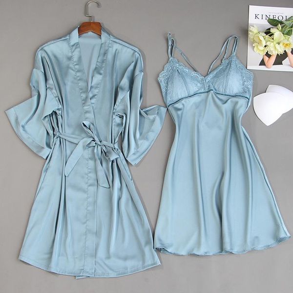 women's sleepwear lace robe set women satin 2pcs silky nighty&robe female casual kimono gown soft sleep home clothing, Black;red
women's sleepwear lace robe set women satin 2pcs silky nighty&robe female casual kimono gown soft sleep home clothing, Black;red