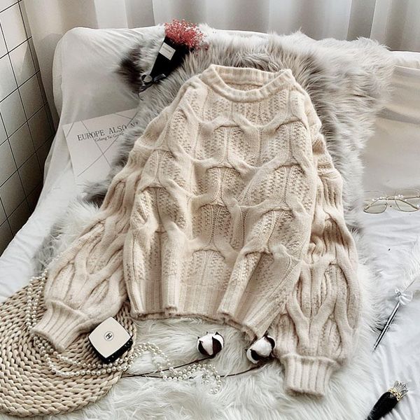women's sweaters redwood woolen bottom sweater lady pullover lazy autumn and winter thicken the loose harvest knitted jacket of 2021, White;black
women's sweaters redwood woolen bottom sweater lady pullover lazy autumn and winter thicken the loose harvest knitted jacket of 2021, White;black