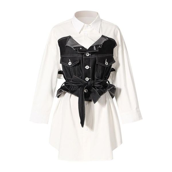 casual dresses seebeautiful contrast color stitching denim loose dress lapel long sleeve belt bow fashion summer autumn 2021 woman g067, Black;gray
casual dresses seebeautiful contrast color stitching denim loose dress lapel long sleeve belt bow fashion summer autumn 2021 woman g067, Black;gray