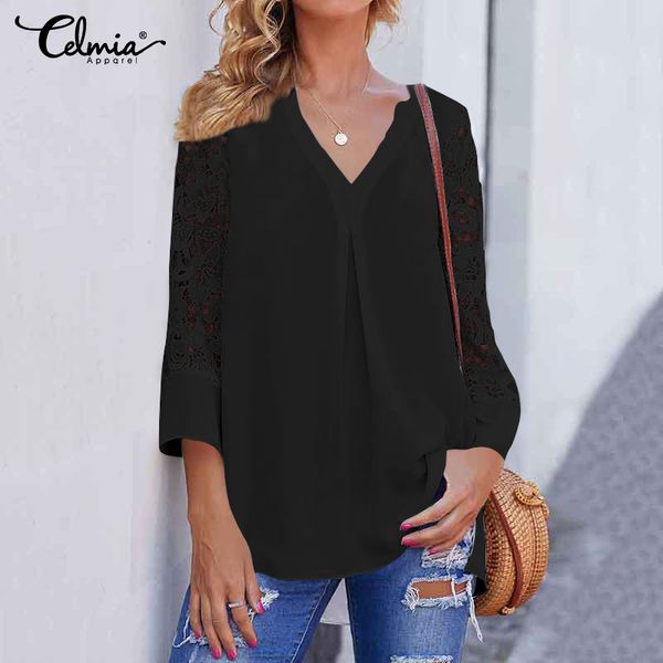 celmia summer women white blouse v neck lace shirts 3/4 sleeve hollow out tunic casual loose solid office blusas s-5xl
celmia summer women white blouse v neck lace shirts 3/4 sleeve hollow out tunic casual loose solid office blusas s-5xl