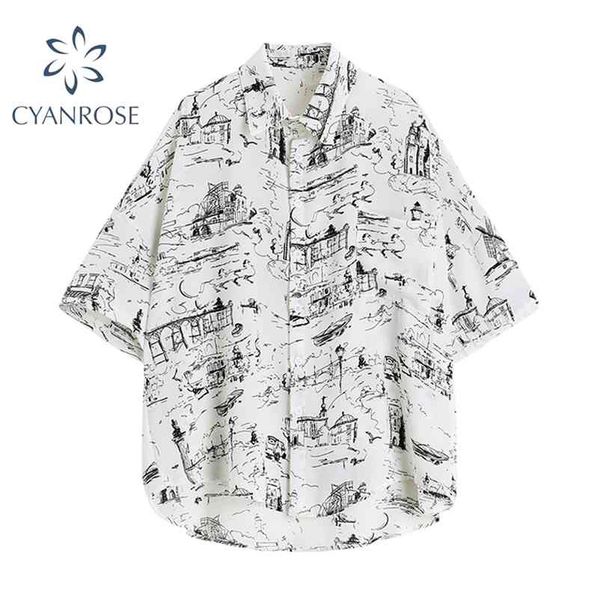 summer streetwear vintage blouse women hand-pinted printed short sleeve fashion turn-down collar causal oversized shirt 210430, White
summer streetwear vintage blouse women hand-pinted printed short sleeve fashion turn-down collar causal oversized shirt 210430, White