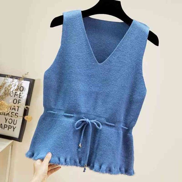 women's vests loose sleeveless knitted sweater female v-neck lace up waist bow frill pullover women spring autumn clothes so4, Black;white
women's vests loose sleeveless knitted sweater female v-neck lace up waist bow frill pullover women spring autumn clothes so4, Black;white