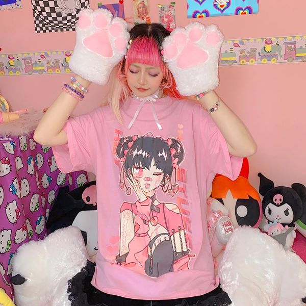 women's t-shirt japanese original home two dimensional cartoon print loose soil cool round neck short sleeve summer t-shirts tees, White
women's t-shirt japanese original home two dimensional cartoon print loose soil cool round neck short sleeve summer t-shirts tees, White