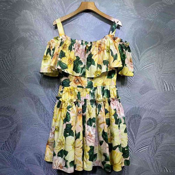 dress seqinyy style mini summer spring fashion design feminine track camelia flowers yellow printing 100% cotton ruffles, Black;gray
dress seqinyy style mini summer spring fashion design feminine track camelia flowers yellow printing 100% cotton ruffles, Black;gray
