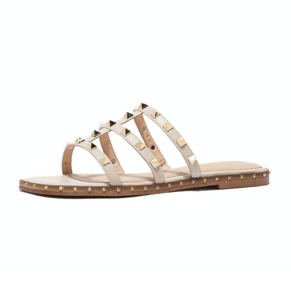 st&sat women's sandals rivet flat slides for summer, Black
st&sat women's sandals rivet flat slides for summer, Black