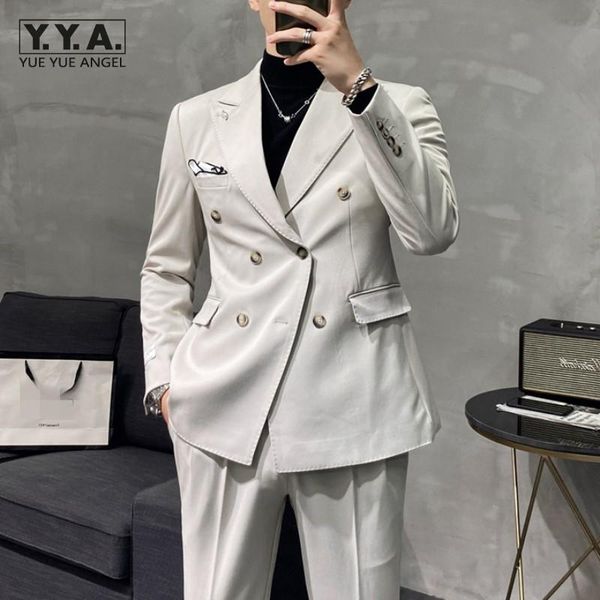 men's suits & blazers business formal mens double breasted suit jacket pencil pants 2 piece set wedding dress blazer matching outfit, White;black
men's suits & blazers business formal mens double breasted suit jacket pencil pants 2 piece set wedding dress blazer matching outfit, White;black