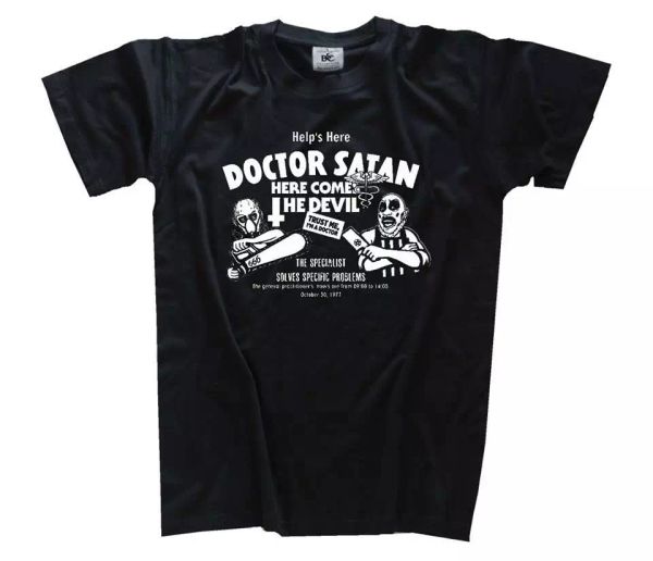 famous movie - help is here doctor satan t-shirt s-xxxl new, White;black 
famous movie - help is here doctor satan t-shirt s-xxxl new, White;black