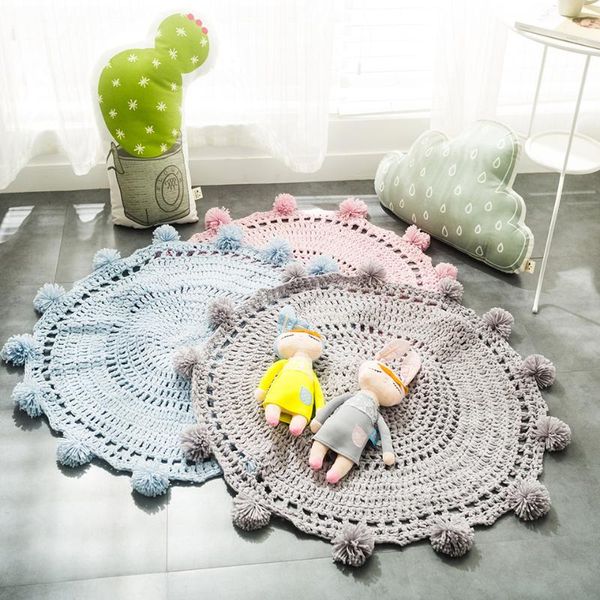 carpets hand-woven round carpet crochet area rug for kids bedroom living room play floor mat with balls knitted alfombra decor 80x80cm
carpets hand-woven round carpet crochet area rug for kids bedroom living room play floor mat with balls knitted alfombra decor 80x80cm