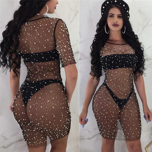 lace women summer crochet bikini cover up swimwear beach dress mesh bodycon see through girl party mini dresses, White;black
lace women summer crochet bikini cover up swimwear beach dress mesh bodycon see through girl party mini dresses, White;black