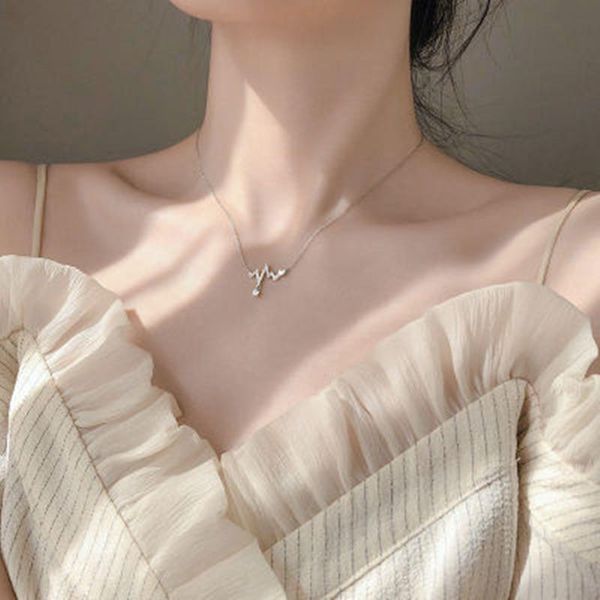 pendant necklaces 2021 sweet girl heartbeat necklace female studentfashion party clavicle chain gift, Silver
pendant necklaces 2021 sweet girl heartbeat necklace female studentfashion party clavicle chain gift, Silver