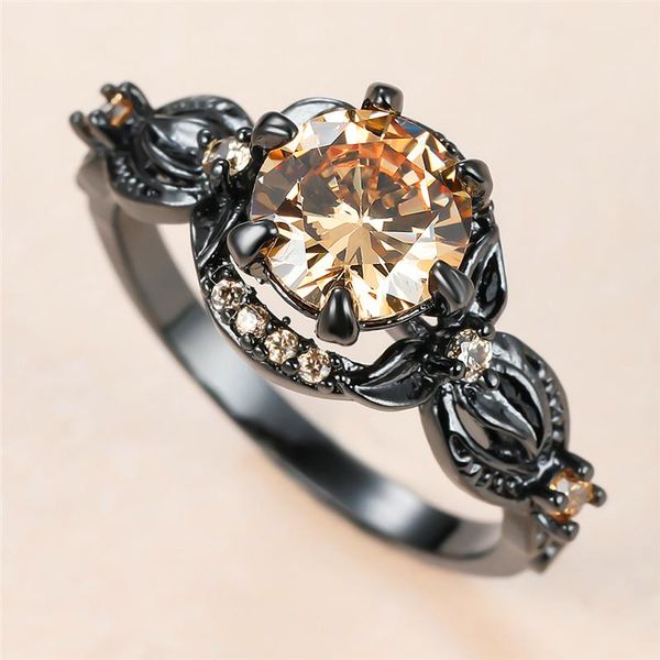 Punk Female Champagne Crystal Stone Ring Charm 14KT Black Gold Wedding Rings For Women Boho Round Zircon Flower Engagement, Slivery;golden
Punk Female Champagne Crystal Stone Ring Charm 14KT Black Gold Wedding Rings For Women Boho Round Zircon Flower Engagement, Slivery;golden