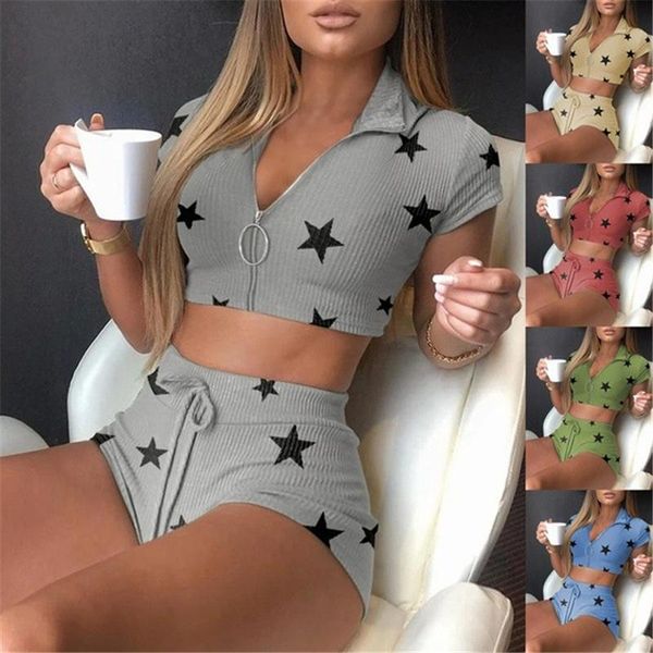 women's tracksuits casual floral print bodycon 2 piece set summer women short sleeve v neck shirt zipper crop stars two pieces sets, Gray
women's tracksuits casual floral print bodycon 2 piece set summer women short sleeve v neck shirt zipper crop stars two pieces sets, Gray