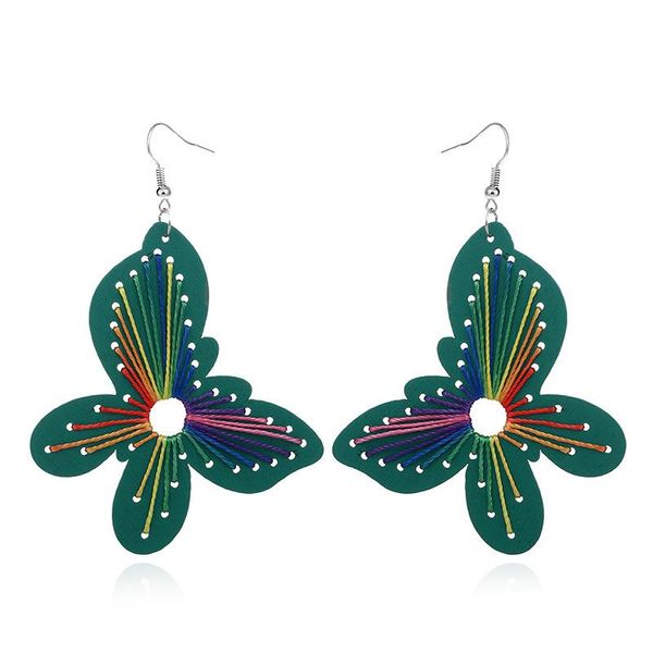 dangle & chandelier fooderwerk jewelry europe and america exaggerated openwork butterfly long earrings handmade mixed wood drop for women, Silver