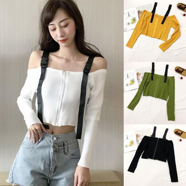 women's vests 2021 fashion korean slash neck tooling sling short long sleeve knit white, Black;white
women's vests 2021 fashion korean slash neck tooling sling short long sleeve knit white, Black;white