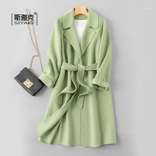 avocado green double-sided cashmere coat women's 2021 high-end mid long waist thin tweed wool & blends, Black
avocado green double-sided cashmere coat women's 2021 high-end mid long waist thin tweed wool & blends, Black