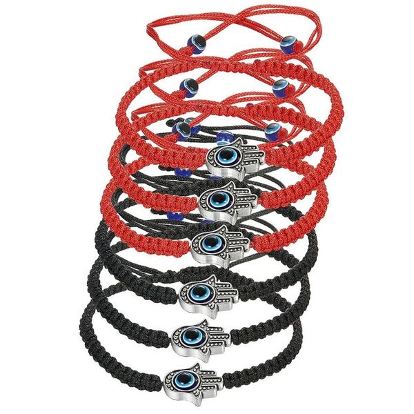 link, chain 6/9 pcs evil eye string bracelets hamsa hand hand-woven adjustable rope cords, Black
link, chain 6/9 pcs evil eye string bracelets hamsa hand hand-woven adjustable rope cords, Black