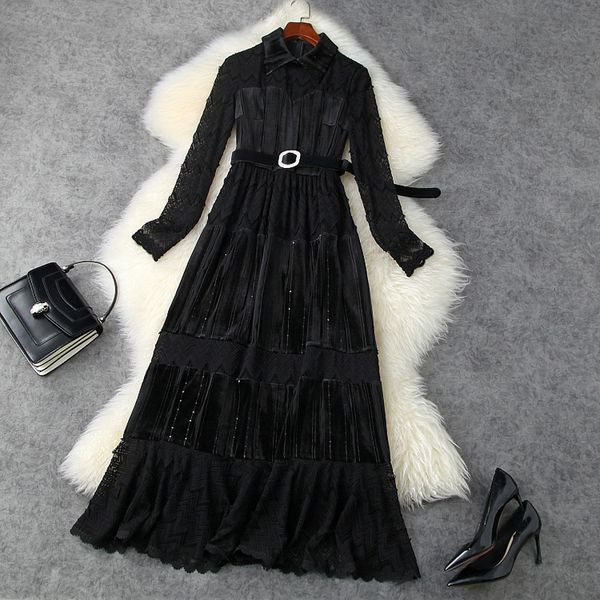 casual dresses fall winter long sleeve lapel neck black pure color lace panelled belted maxi dress elegant ln16t11590 qksr, Black;gray
casual dresses fall winter long sleeve lapel neck black pure color lace panelled belted maxi dress elegant ln16t11590 qksr, Black;gray