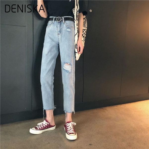 women's jeans deniska solid female summer hole pantalones mujer loose ankle-length women slim korean style harem pants, Blue
women's jeans deniska solid female summer hole pantalones mujer loose ankle-length women slim korean style harem pants, Blue