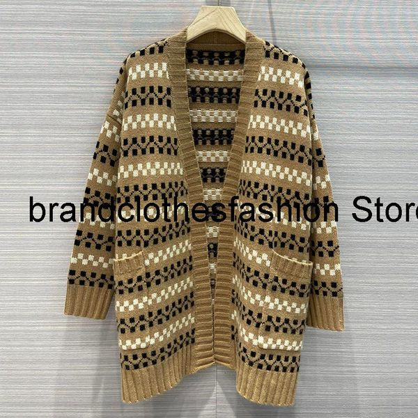 women's knits & tees fashion check striped knit cashmere long loose cardigan women open stitch elegant sweater overcoat 2021 au, White