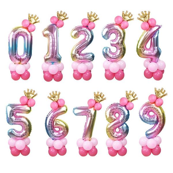 13pcs/set birthday balloons rainbow foil number balloon with crown kids decor wedding anniversary party favor decoration
13pcs/set birthday balloons rainbow foil number balloon with crown kids decor wedding anniversary party favor decoration