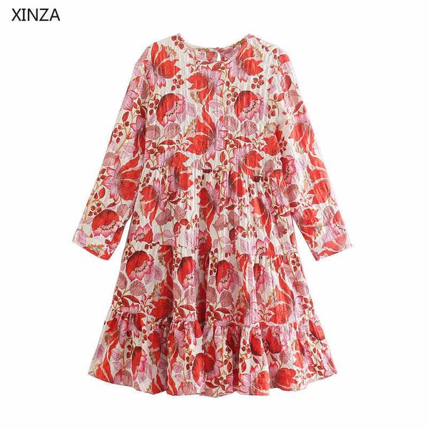 casual dresses women summer flower print mini long sleeve ruffle hem pleated party female back opening vintage red l982, Black;gray
casual dresses women summer flower print mini long sleeve ruffle hem pleated party female back opening vintage red l982, Black;gray