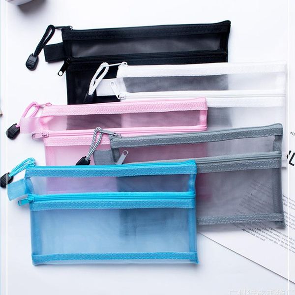 pencil cases 1pcs simple transparent double mesh bag office student nylon kalem kutusu school supplies pen box
pencil cases 1pcs simple transparent double mesh bag office student nylon kalem kutusu school supplies pen box