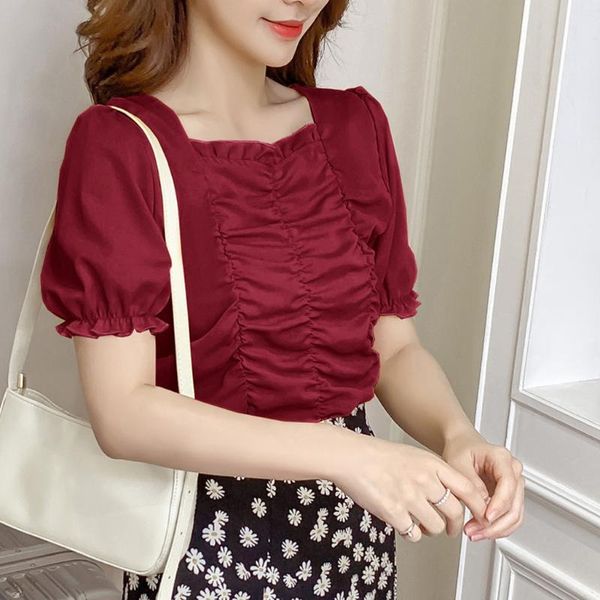 ruched blouse women 2021 summer arrival retro doll collar sweet yellow printed loose short sleeve casual women's blouses & shirts, White
ruched blouse women 2021 summer arrival retro doll collar sweet yellow printed loose short sleeve casual women's blouses & shirts, White