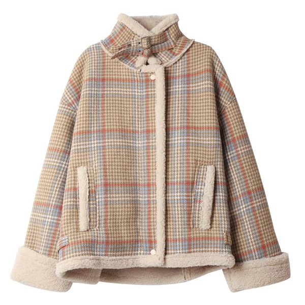 women's jackets plaid lambwool jacket women autumn winter thicken korean streetwear loose casual woolen plus velvet coat female 2021, Black;brown
women's jackets plaid lambwool jacket women autumn winter thicken korean streetwear loose casual woolen plus velvet coat female 2021, Black;brown