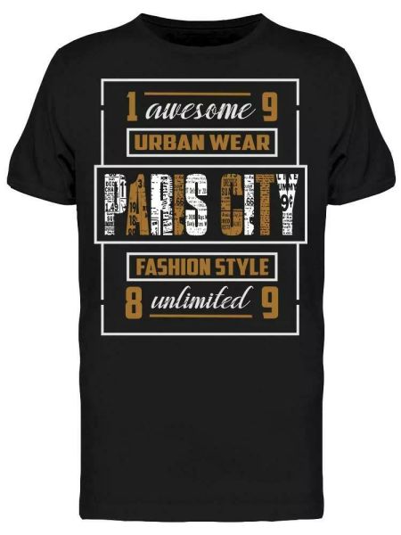 Paris City Urban Tee Men's -Image by Shutterstock, White;black