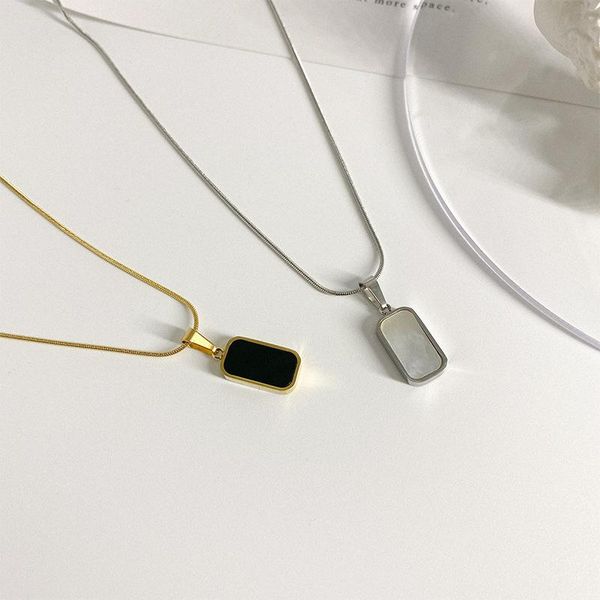 pendant necklaces allme 2 color rectangle coin titanium steel necklace for women black white enamel choker minimalist jewelry, Silver
pendant necklaces allme 2 color rectangle coin titanium steel necklace for women black white enamel choker minimalist jewelry, Silver