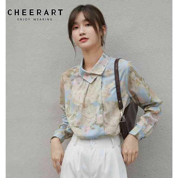 vintage floral print korean blouse women long sleeve button up skew collar shirt fall ladies clothing 210427, White
vintage floral print korean blouse women long sleeve button up skew collar shirt fall ladies clothing 210427, White