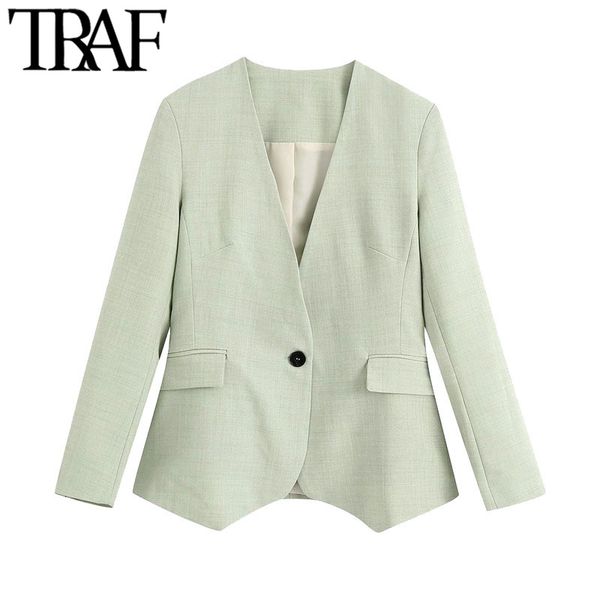 traf women fashion office wear single button blazers coat vintage v neck long sleeve pockets female outerwear chic 210415, Black;brown
traf women fashion office wear single button blazers coat vintage v neck long sleeve pockets female outerwear chic 210415, Black;brown
