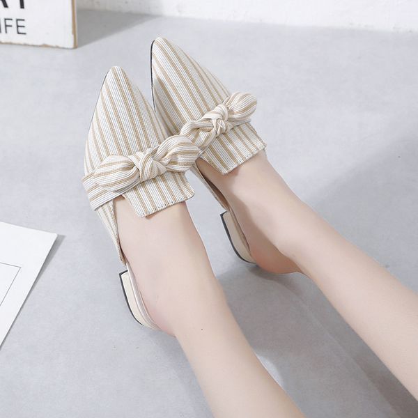 luxury slippers pointed half slipper wear striped bow wrapped thick heel muller sho with low heels in summer, Black
luxury slippers pointed half slipper wear striped bow wrapped thick heel muller sho with low heels in summer, Black