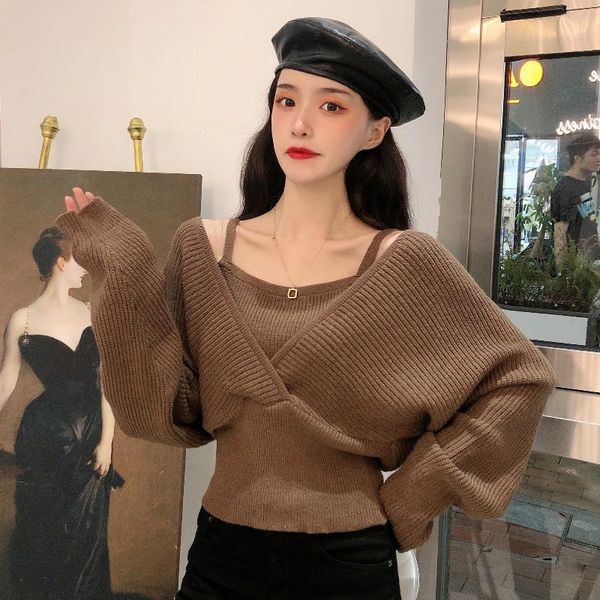 women's sweaters fake two pieces japan style loose knitted v-neck pullovers ladies spring autumn fall 2021 women fashion, White;black
women's sweaters fake two pieces japan style loose knitted v-neck pullovers ladies spring autumn fall 2021 women fashion, White;black