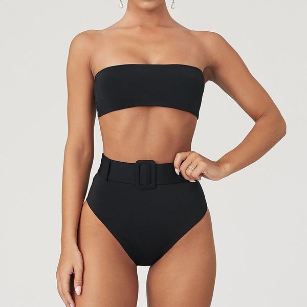 women's swimwear high waist bikini 2021 black women swimsuit leg bandeau bikinis set swimming for bathing suit woman swimsuits, White;black
women's swimwear high waist bikini 2021 black women swimsuit leg bandeau bikinis set swimming for bathing suit woman swimsuits, White;black